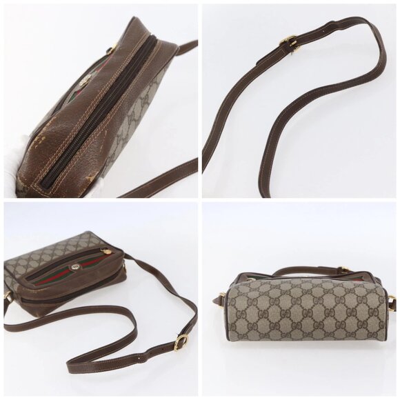 GUCCI GG Supreme Web Sherry Line Bag PVC Beige Gold 56 02 087 Auth BA7251 - Picture 15 of 16